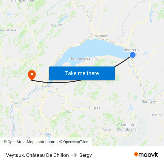 Veytaux, Château De Chillon to Sergy map