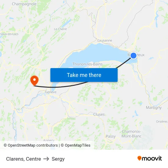 Clarens, Centre to Sergy map