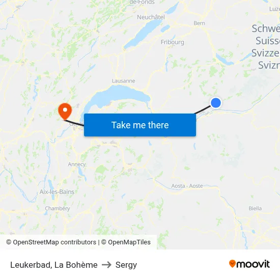 Leukerbad, La Bohème to Sergy map