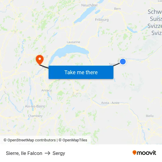 Sierre, Ile Falcon to Sergy map