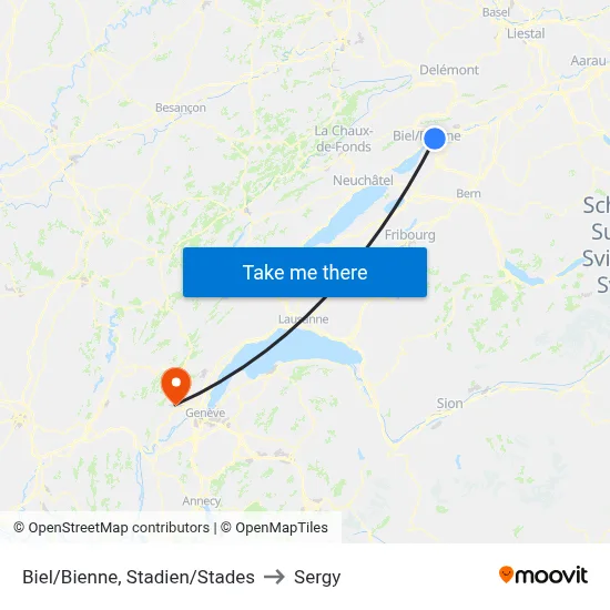 Biel/Bienne, Stadien/Stades to Sergy map