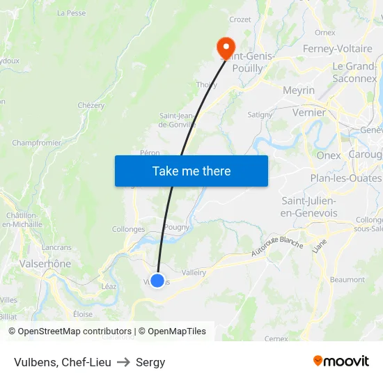 Vulbens, Chef-Lieu to Sergy map