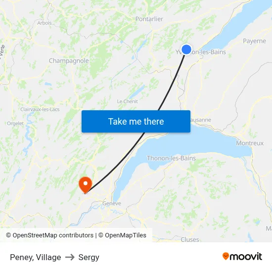 Peney, Village to Sergy map