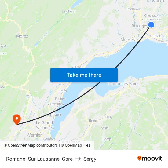 Romanel-Sur-Lausanne, Gare to Sergy map