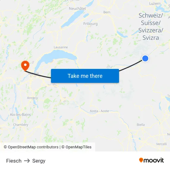 Fiesch to Sergy map