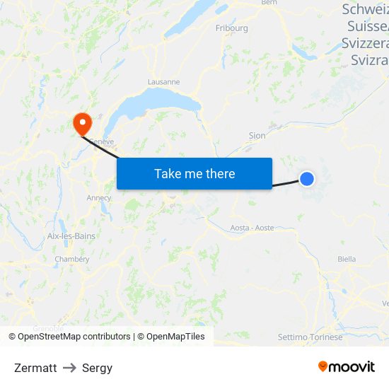 Zermatt to Sergy map