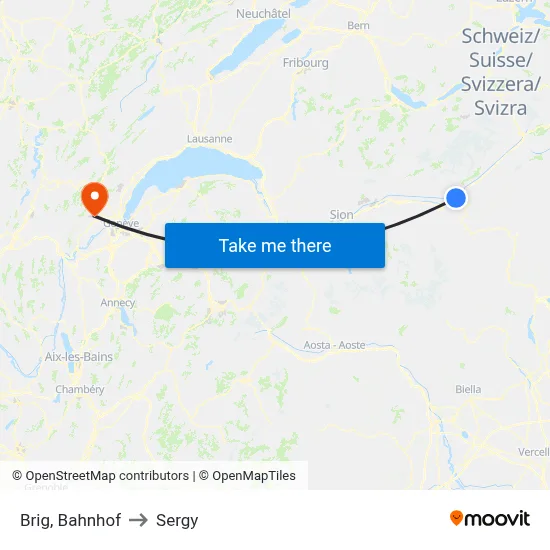 Brig, Bahnhof to Sergy map
