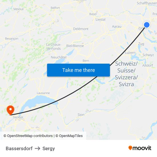 Bassersdorf to Sergy map
