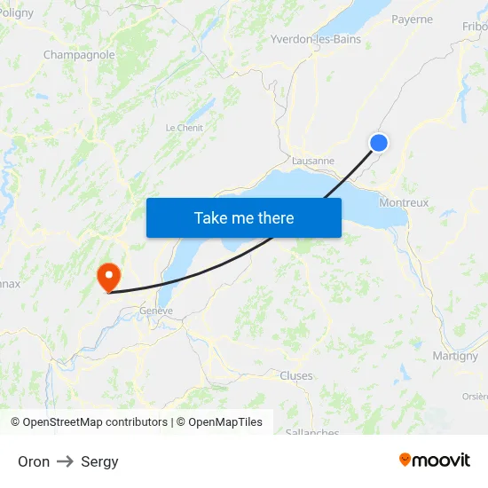 Oron to Sergy map