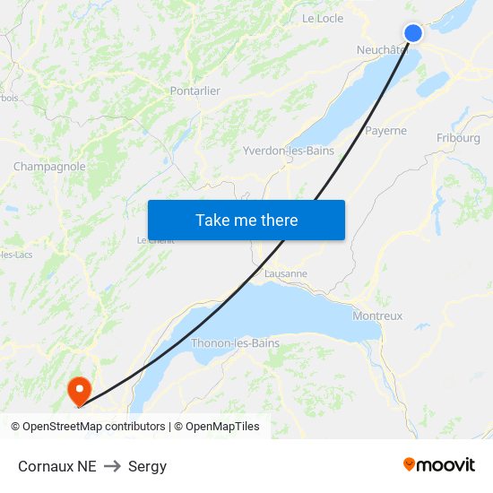 Cornaux NE to Sergy map