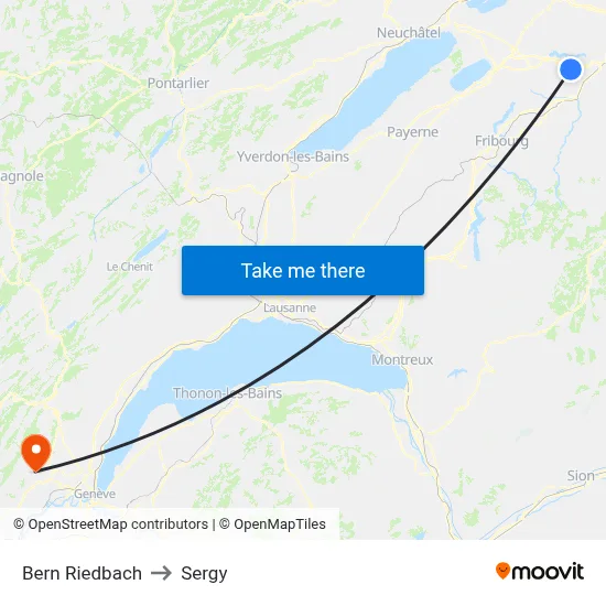 Bern Riedbach to Sergy map