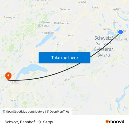 Schwyz, Bahnhof to Sergy map