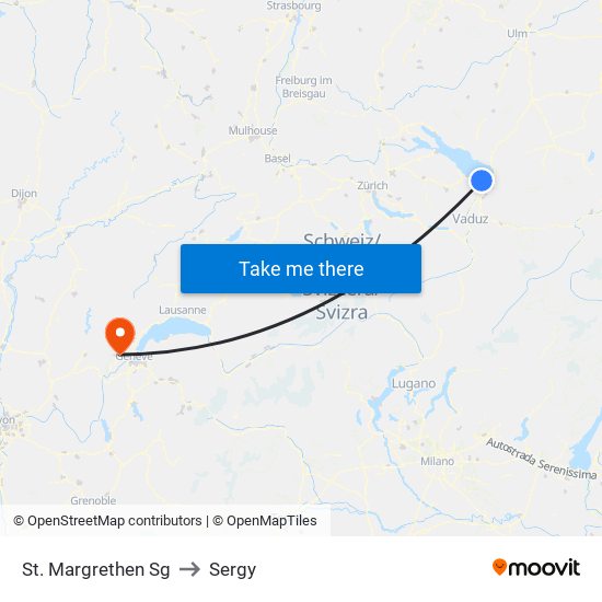 St. Margrethen Sg to Sergy map