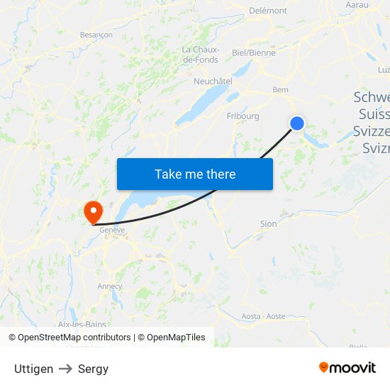 Uttigen to Sergy map