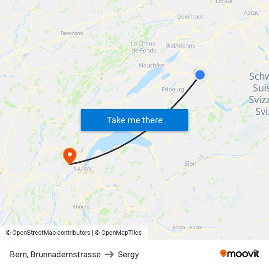 Bern, Brunnadernstrasse to Sergy map