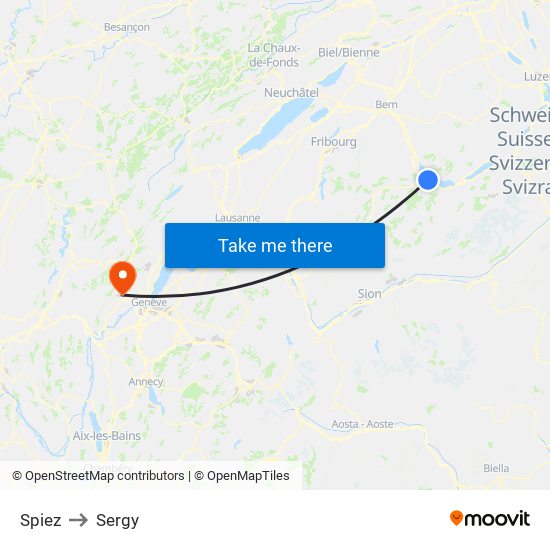 Spiez to Sergy map