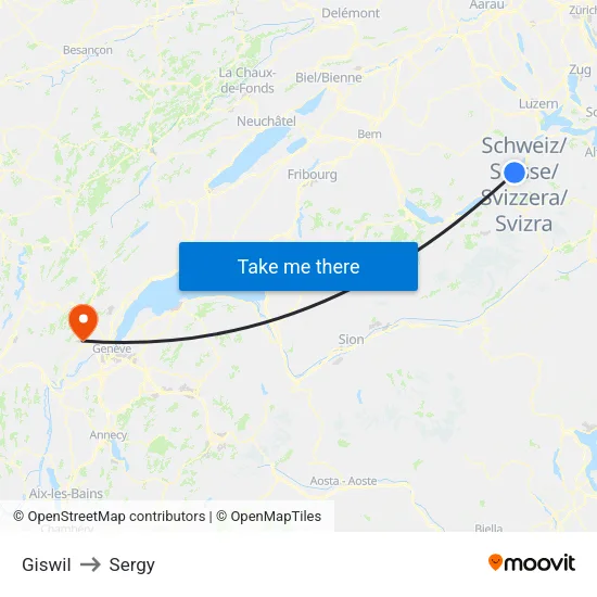 Giswil to Sergy map