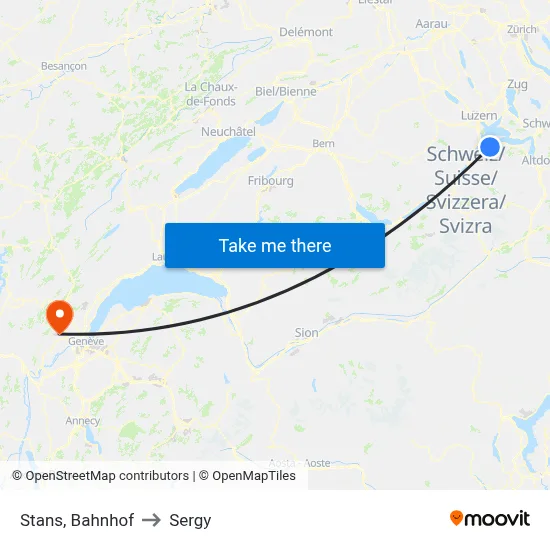 Stans, Bahnhof to Sergy map