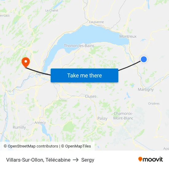 Villars-Sur-Ollon, Télécabine to Sergy map