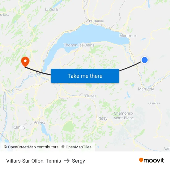 Villars-Sur-Ollon, Tennis to Sergy map