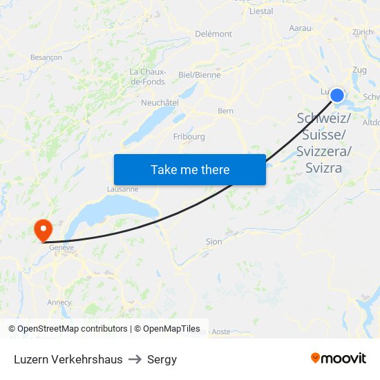 Luzern Verkehrshaus to Sergy map