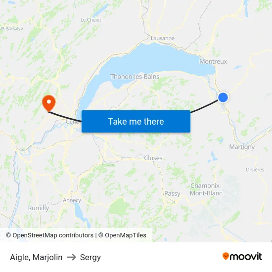 Aigle, Marjolin to Sergy map