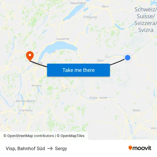 Visp, Bahnhof Süd to Sergy map