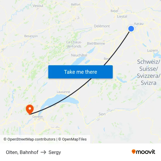 Olten, Bahnhof to Sergy map