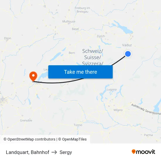Landquart, Bahnhof to Sergy map