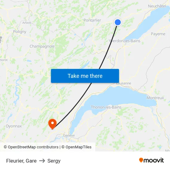 Fleurier, Gare to Sergy map