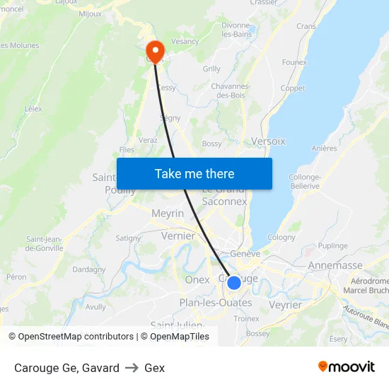 Carouge Ge, Gavard to Gex map