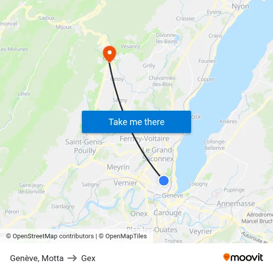 Genève, Motta to Gex map