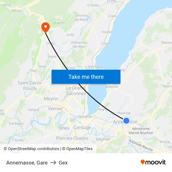 Annemasse, Gare to Gex map