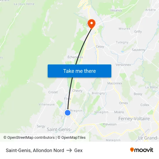 Saint-Genis, Allondon Nord to Gex map