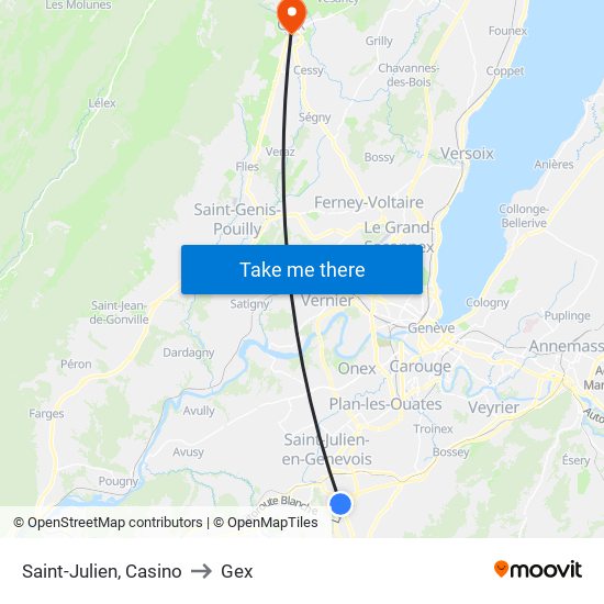 Saint-Julien, Casino to Gex map