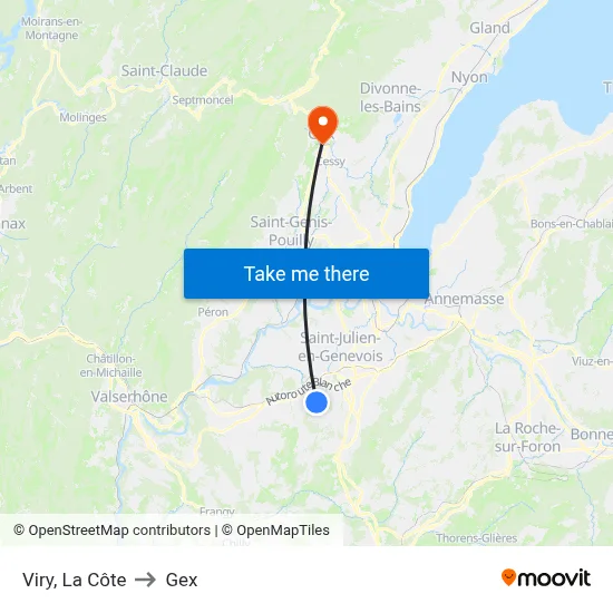 Viry, La Côte to Gex map