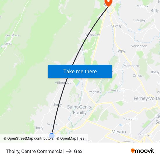 Thoiry, Centre Commercial to Gex map