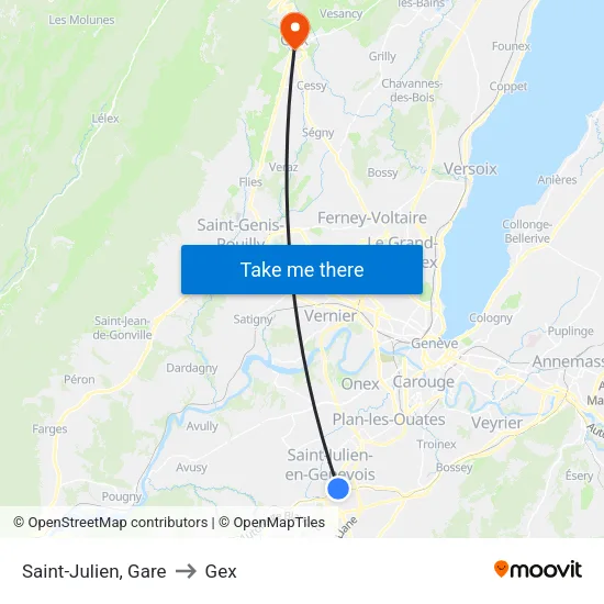 Saint-Julien, Gare to Gex map