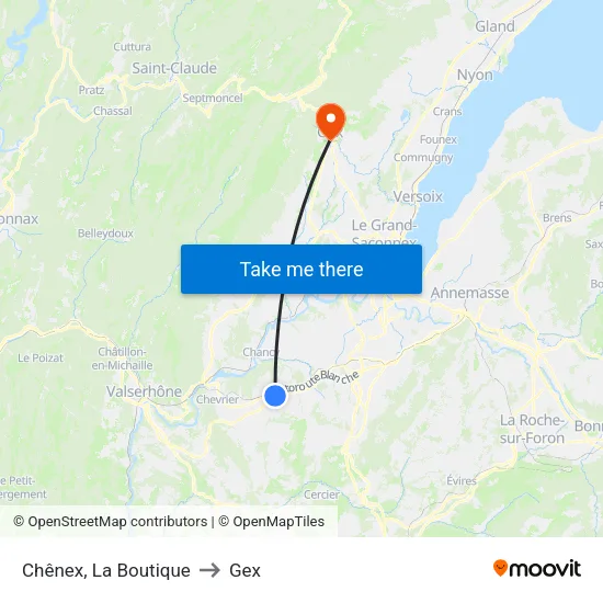 Chênex, La Boutique to Gex map