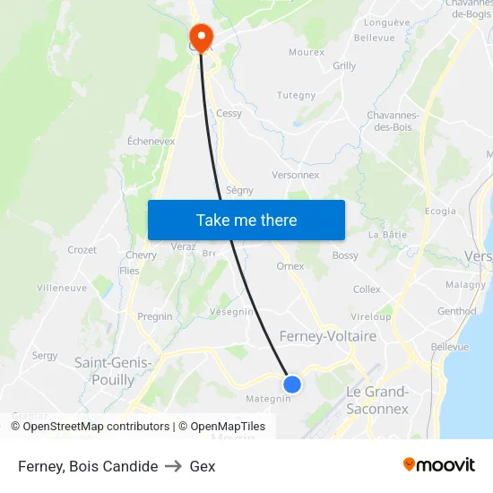 Ferney, Bois Candide to Gex map