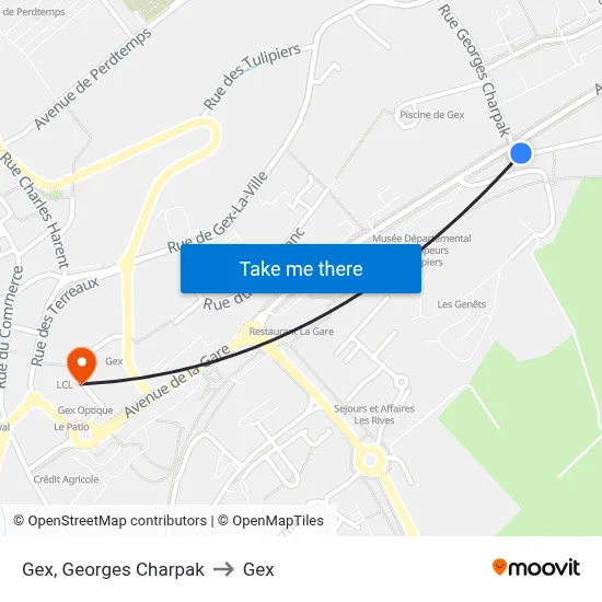 Gex, Georges Charpak to Gex map