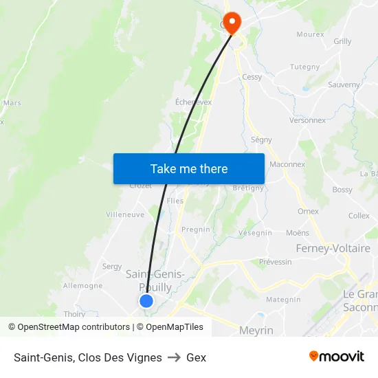 Saint-Genis, Clos Des Vignes to Gex map