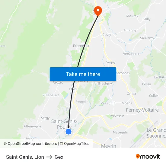 Saint-Genis, Lion to Gex map