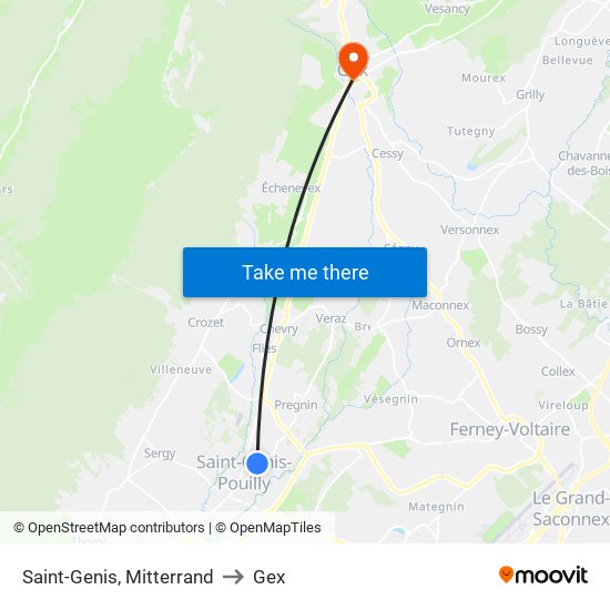 Saint-Genis, Mitterrand to Gex map