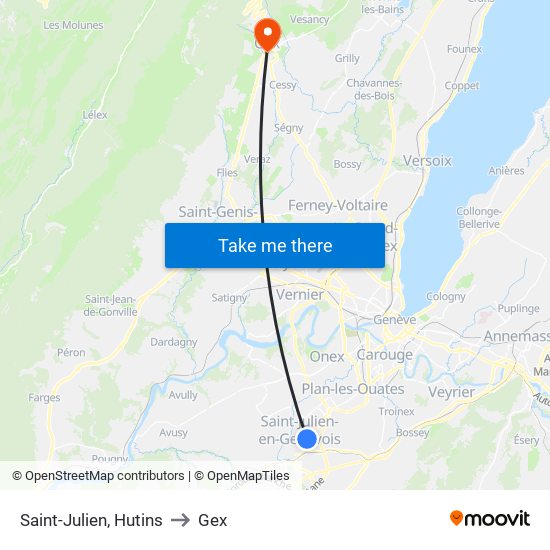 Saint-Julien, Hutins to Gex map