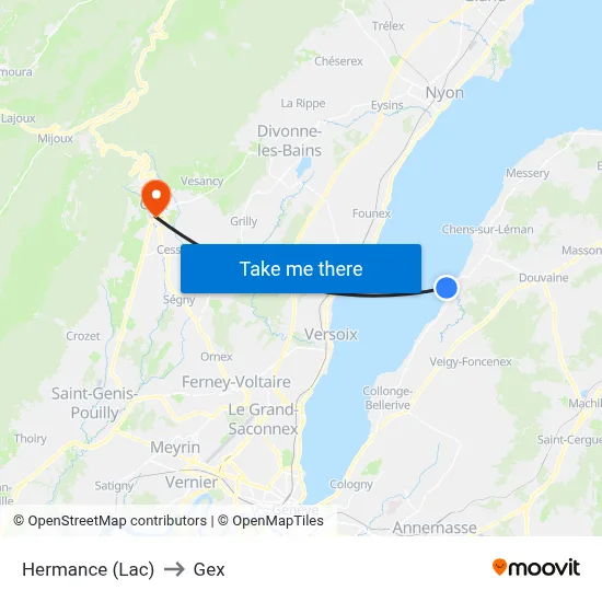 Hermance (Lac) to Gex map
