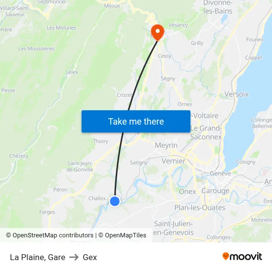 La Plaine, Gare to Gex map