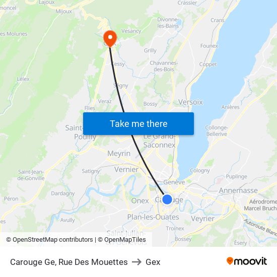 Carouge Ge, Rue Des Mouettes to Gex map