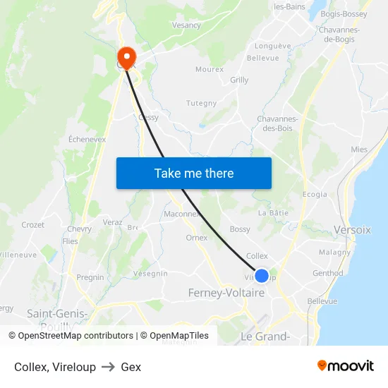 Collex, Vireloup to Gex map