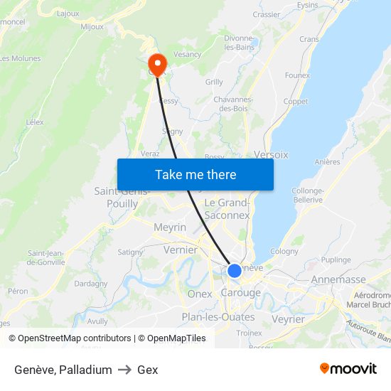Genève, Palladium to Gex map